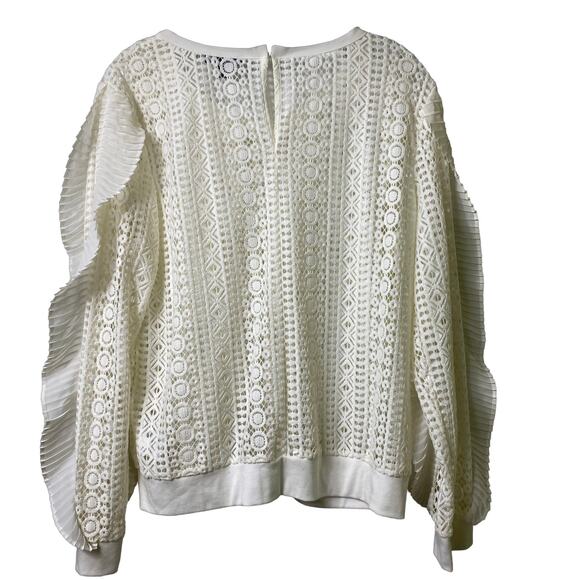 Express Long Sleeve Ruffle and Lace Top Sz L (2489) - Picture 6 of 6